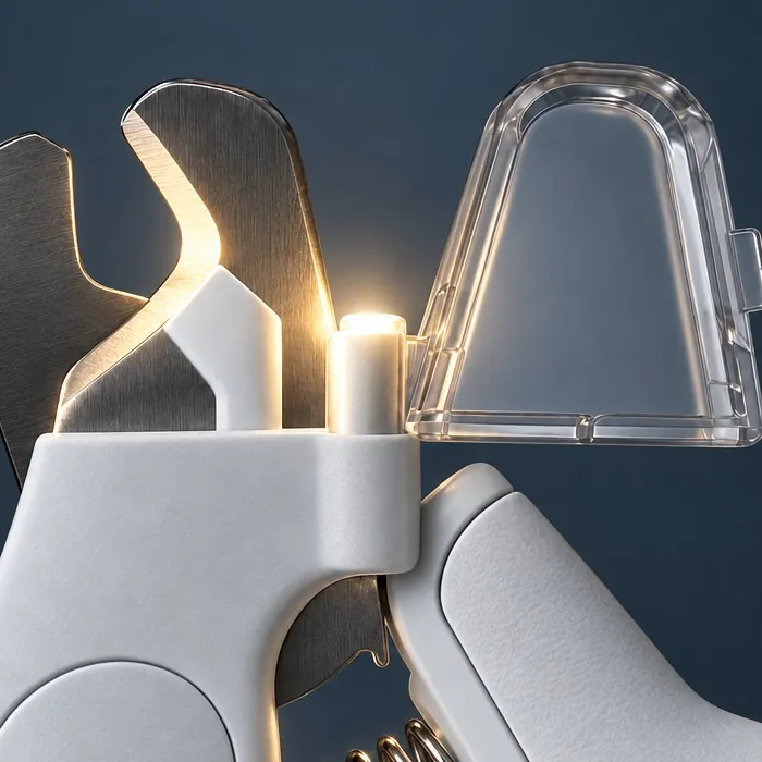 The LED glowing under the clipper's blade opening